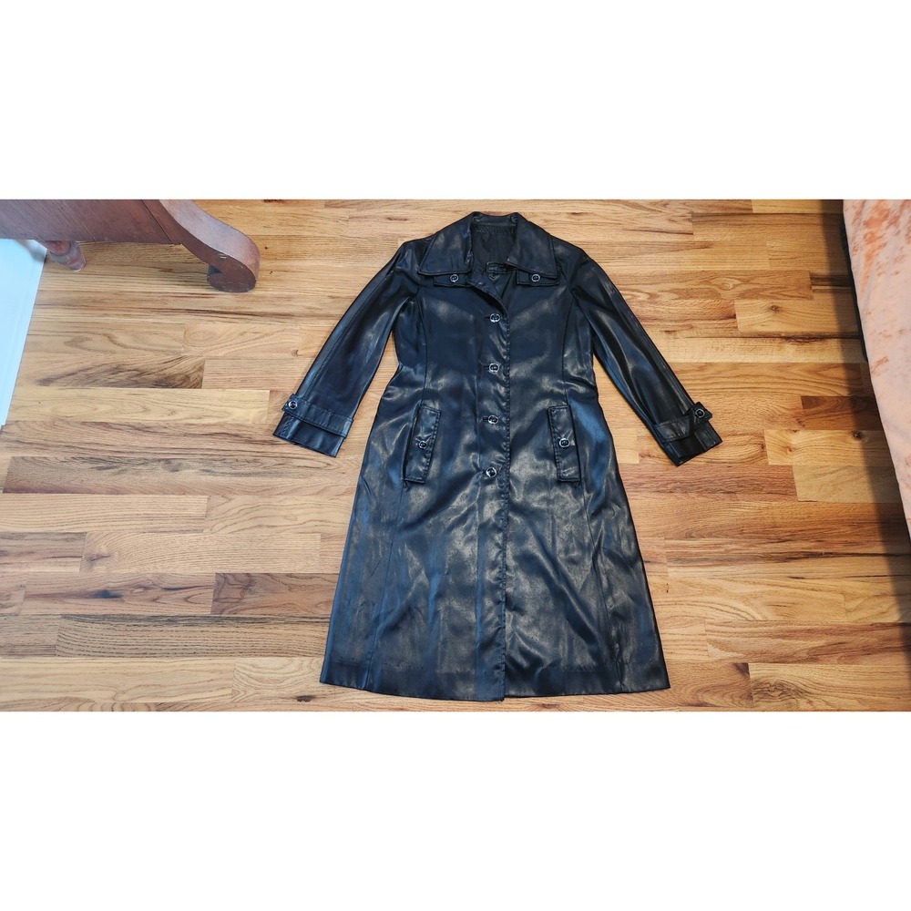 60s 70s Vintage Count Romi Black Trench Coat All Weather Traveler Size 8 Medium - Picture 15 of 16